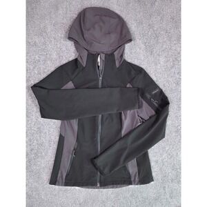 Decathlon‎ Forclaz Softshell Jacket Womens Medium Black Grey Trek 900 Hooded